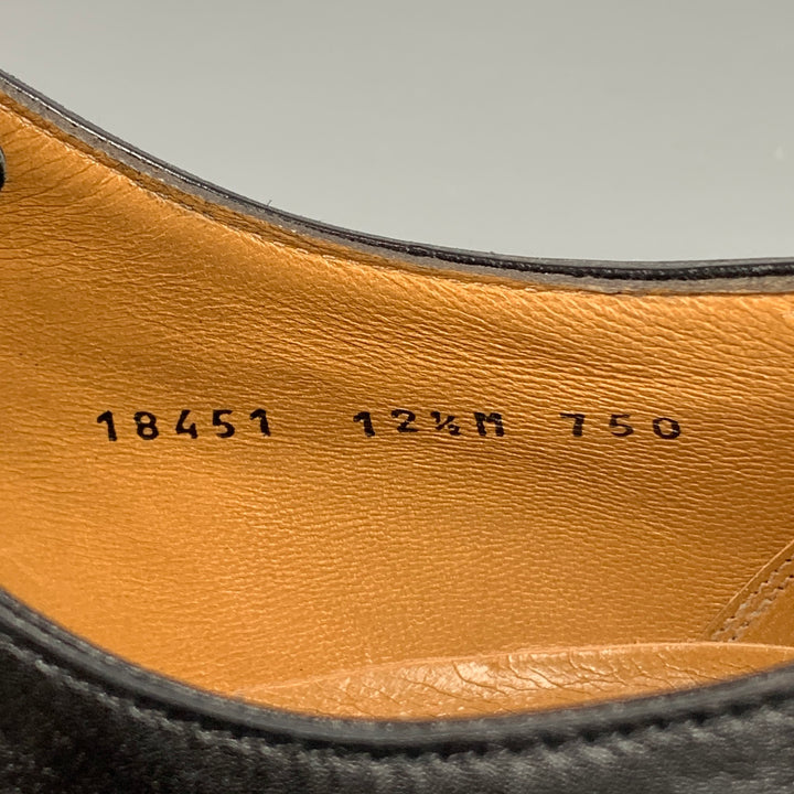 GRAVATI Size 12.5 Black Leather Lace Up Dress Shoes