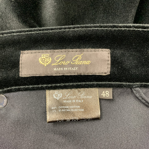 LORO PIANA Size 12 Black Cotton Slim Fit Dress Pants