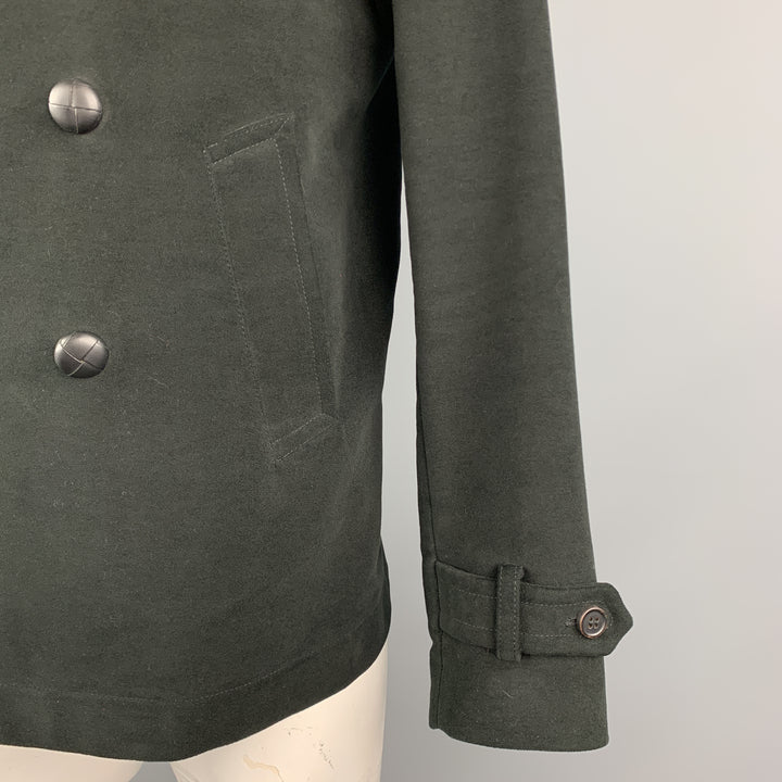 MAURO GRIFONI Size 40 Black Cotton Double Breasted Peacoat Jacket