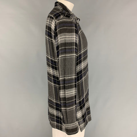 PUBLIC SCHOOL Size L Charcoal Light Grey Plaid Long Sleeve Shirt
