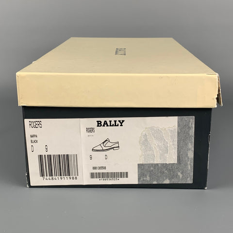 BALLY Size 9 Black Leather Cap Toe Lace Up Rogers Shoes