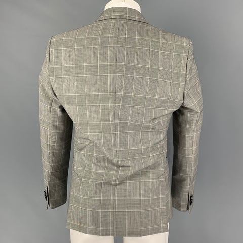 EMPORIO ARMANI Taille 38 Manteau de sport en laine Mohair Glenplaid noir blanc