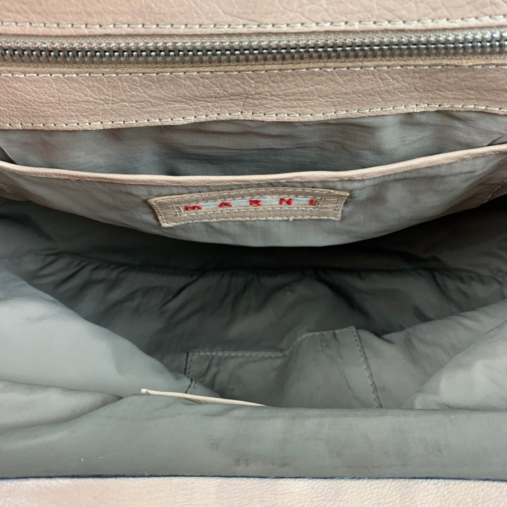 MARNI Taupe Leather Side Flaps Shoulder Bag