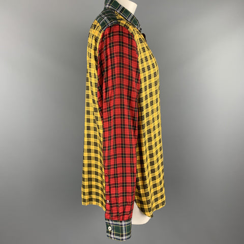 TODD SNYDER x ALBIATE Size XXL Multi-Color Plaid Lyocell Button Down Long Sleeve Holiday Cocktail Shirt