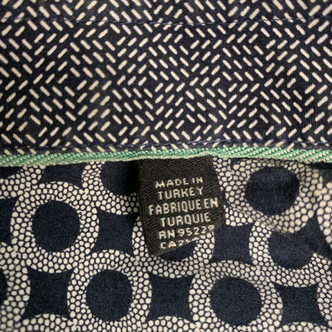 TED BAKER Size M Navy White Floral Cotton Short Sleeve Shirt