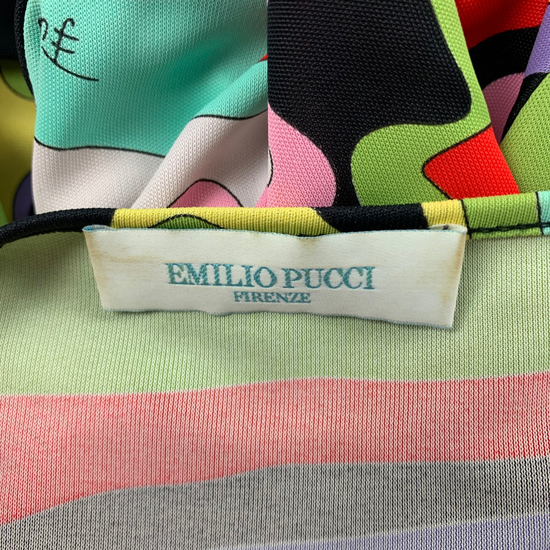 EMILIO PUCCI Size 6 Multi-Color Rayon Abstract Long Sleeve Dress Top