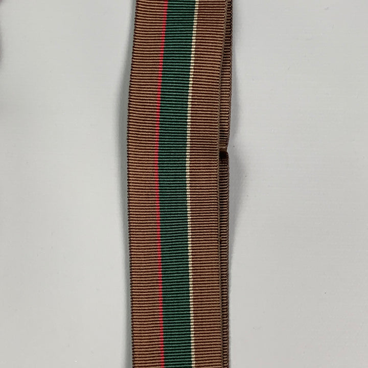 TRAFALGAR Brown Green Stripe Ribbon Suspenders