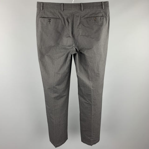 JOHN VARVATOS Size 30 Dark Gray Stripe Cotton Zip Fly Dress Pants