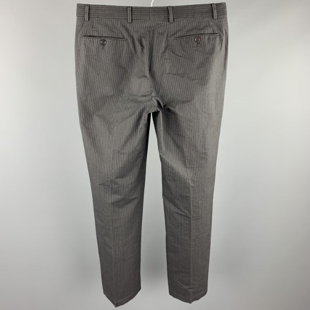 JOHN VARVATOS Taille 30 Pantalon habillé en coton à rayures gris foncé avec braguette zippée