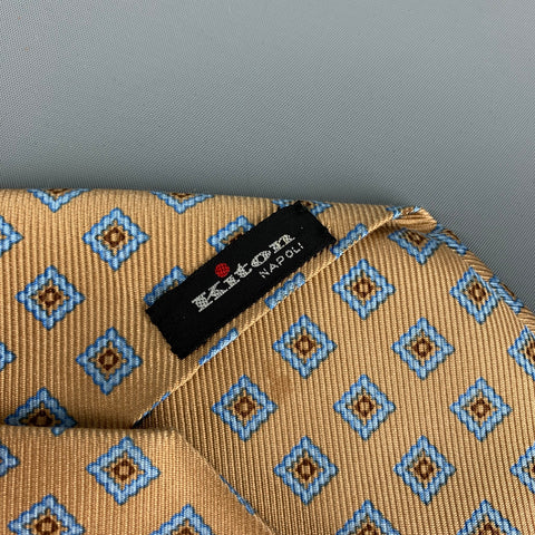 KITON Yellow Blue Rhombus Silk Tie