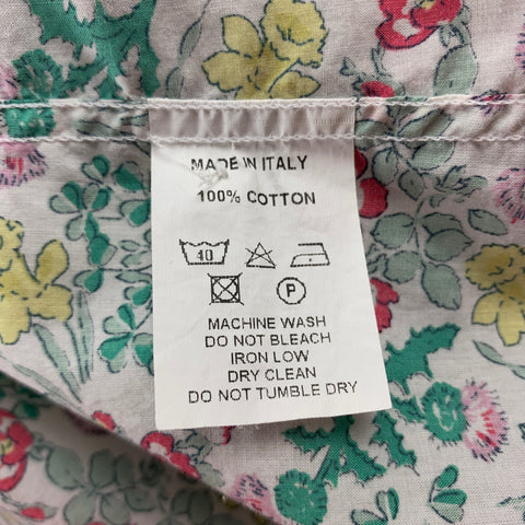 LIBERTY OF LONDON Size L White & Green Floral Cotton Button Up Long Sleeve Shirt