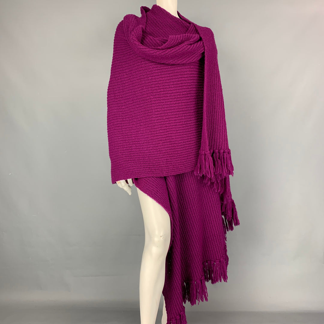 Y's by YOHJI YAMAMOTO Purple Knitted Wool Nylon 146"  Oversized Fringe Scarf