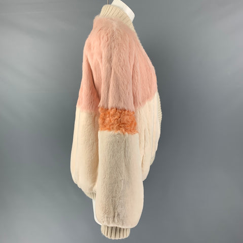 MATE Chaqueta bomber color crema y rosa talla 6