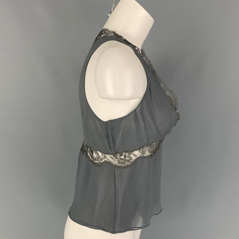 GUCCI Size 4 Grey Silk Lace Camisole Dress Top