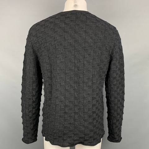 ISSEY MIYAKE Size M/L Charcoal Textured Crew-Neck Pullover