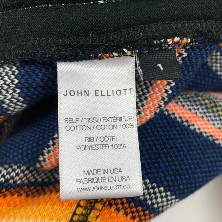 JOHN ELLIOTT Size S Black Orange Print Cotton Nogales Basketball Shorts