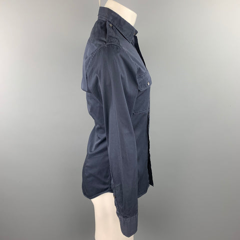 RALPH LAUREN Size S Navy Cotton Patch Pockets Long Sleeve Shirt