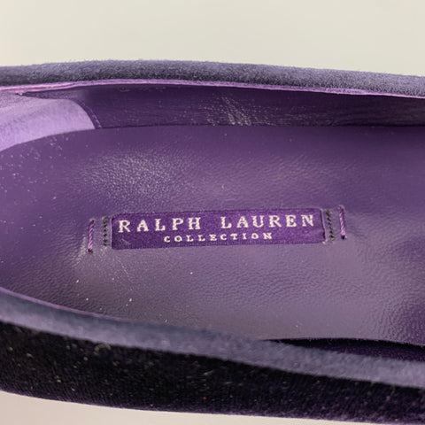 RALPH LAUREN Size 10 Purple Silver Velvet Embroidered Ulah Flats