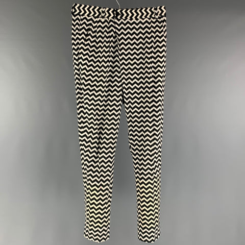 GIORGIO ARMANI Size 32 Black White Chevron Cotton  Elastane Casual Pants