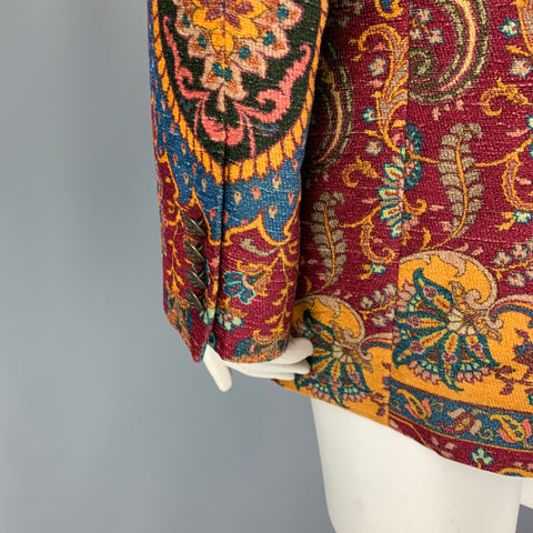 ETRO Taille 8 Blazer veste à revers tissé multicolore