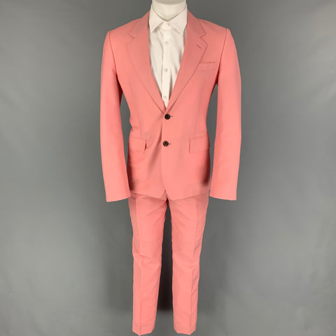 ALEXANDER MCQUEEN Talla 38 Traje de solapa de muesca de mohair de lana rosa