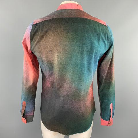 PS by PAUL SMITH Size L Brick & Green Splattered Cotton Long Sleeve Shirt