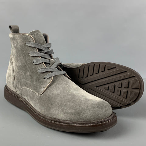 JOHN VARVATOS Size 8 Grey Suede Lace Up Brooklyn Boots