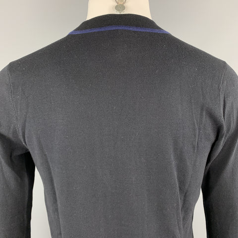 PS by PAUL SMITH Size S Navy Cotton Contrast Trim  Buttoned Cardigan Sweater