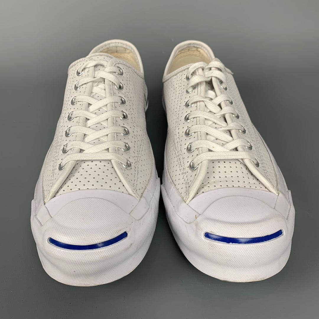 CONVERSE x Jack Purcell Size 8.5 White Perforated Leather Sneakers