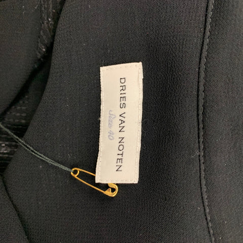 DRIES VAN NOTEN Size M Black Viscose Sequined Hidden Placket Shirt