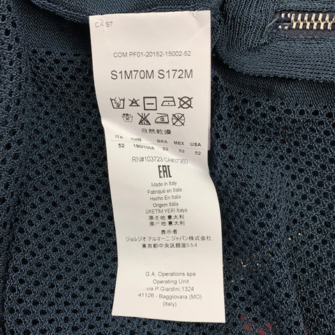 EMPORIO ARMANI Size L Navy Perforated Cotton / Polyamide Raglan Pullover