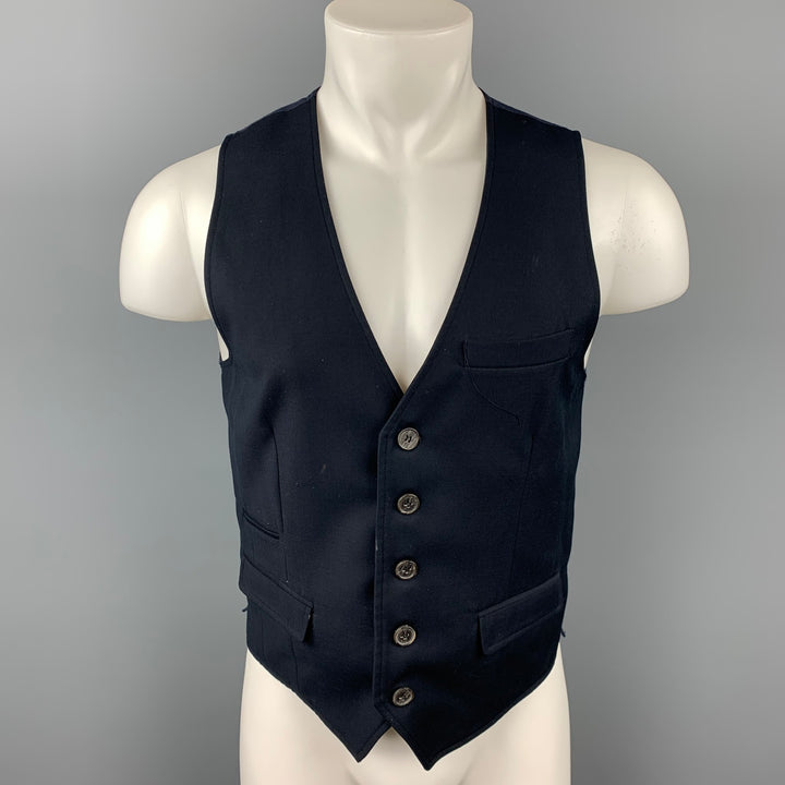 SHADES OF GREIGE by MICAH COHEN Size S Black & Navy Polyester Blend Vest
