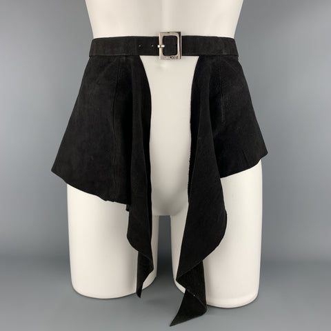 CHLOE Vintage Black Suede Ruffle Peplum Waist Belt