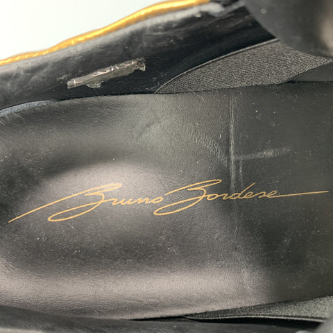 Bruno Bordese Size 10 Gold Studded Leather Zip Sneakers