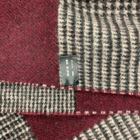 FRANCO SPADA Burgundy Grey Checkered Cashmere Scarf