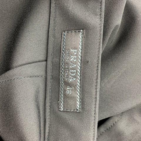 PRADA Talla 32 Pantalones de vestir con frente plano y lengüetas laterales de poliéster negro