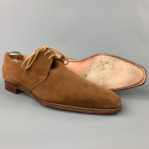 CROCKETT & JONES for BARNEY'S NEW YORK Size 10 Light Brown Suede Lace Up Shoes
