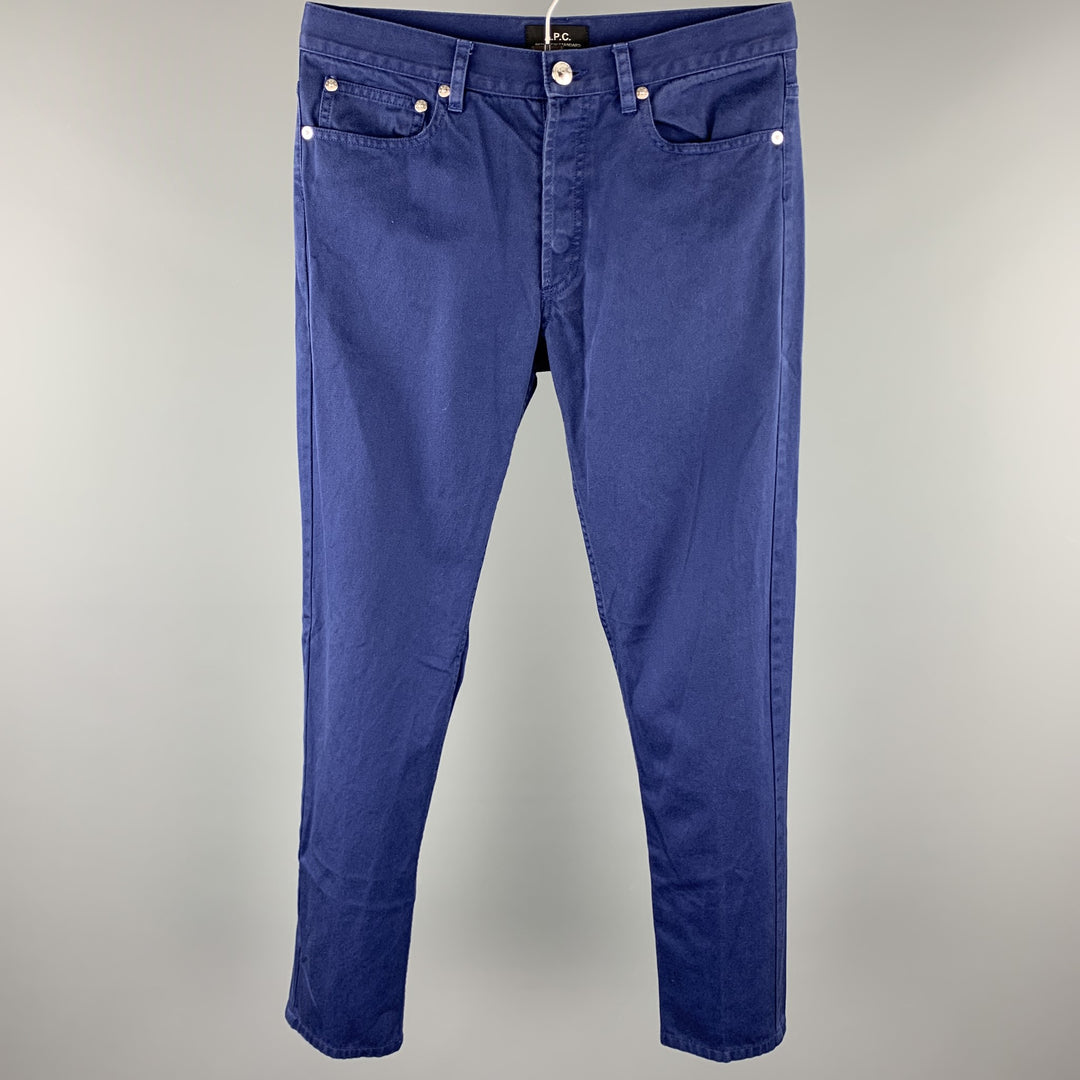 A.P.C. Size 29 Blue Cotton Button Fly Skinny Jeans