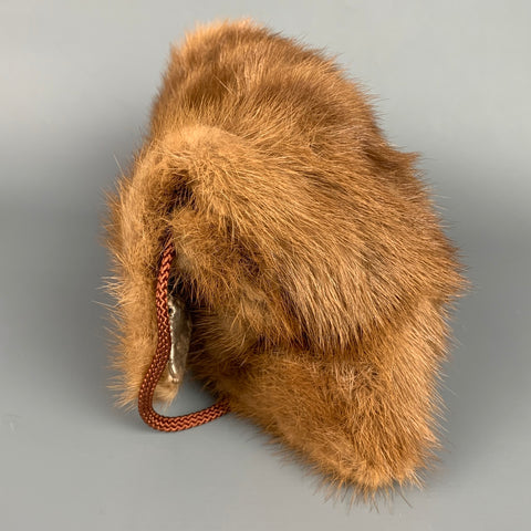 CYN RIVERA Tan Mink Fur Evening Handbag
