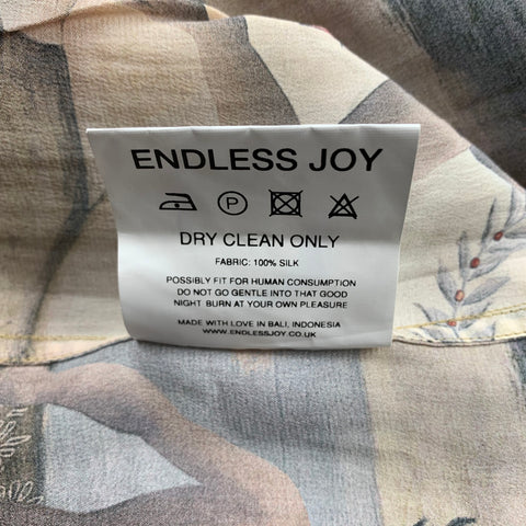 ENDLESS JOY Size L Multi-Color Painted Silk Camp Short Sleeve Shirt