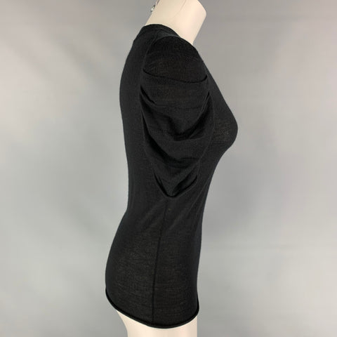 TSESAY Taille S Pull à manches courtes froncé en cachemire noir