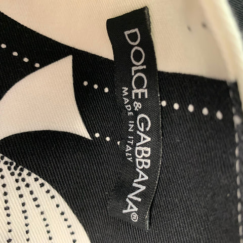 DOLCE &amp; GABBANA Taille 4 Jupe cercle abstraite en coton blanc noir