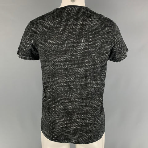 LOUIS VUITTON Size M Black Grey Print Crew-Neck T-shirt
