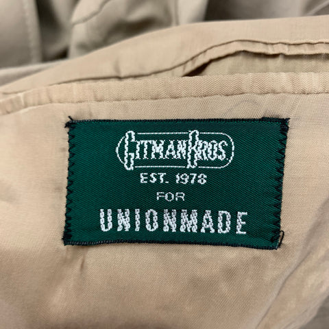 GITMAN BROS for UNIONMADE Size 40 Khaki Cotton Notch Lapel Sport Coat