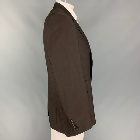 PAUL SMITH Size 44 Brown Wool / Mohair Single Breasted Sport Coat