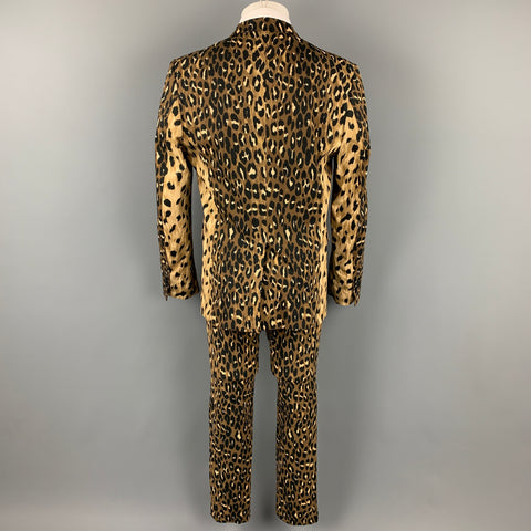 DSQUARED2 Size 42 Black & Brown Animal Print Cotton Tuxedo Suit