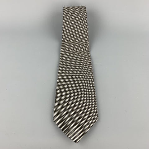RALPH LAUREN PURPLE LABEL Black & White Print Silk Tie