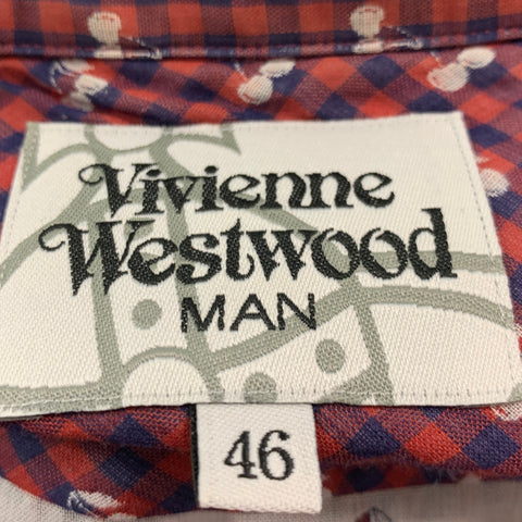 VIVIENNE WESTWOOD Size 36 Red White Blue Checkered Cotton Long Sleeve Shirt