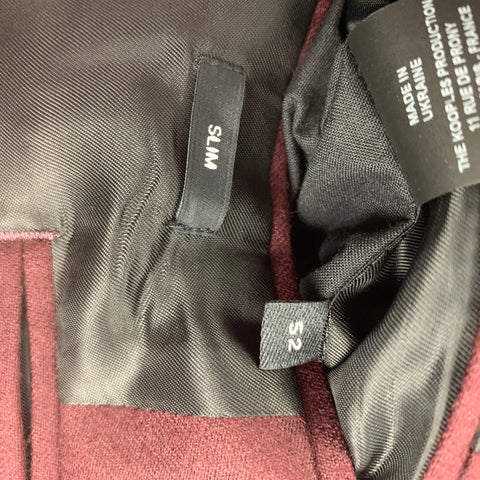 THE KOOPLES Size 42 Burgundy Wool Notch Lapel Sport Coat