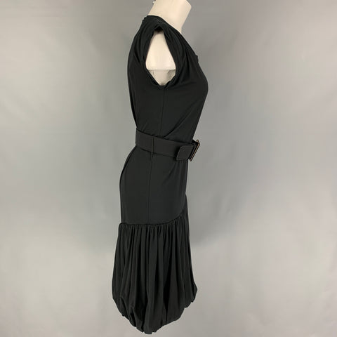 YVES SAINT LAURENT Size S Black Cotton Bubble Hem Dress
